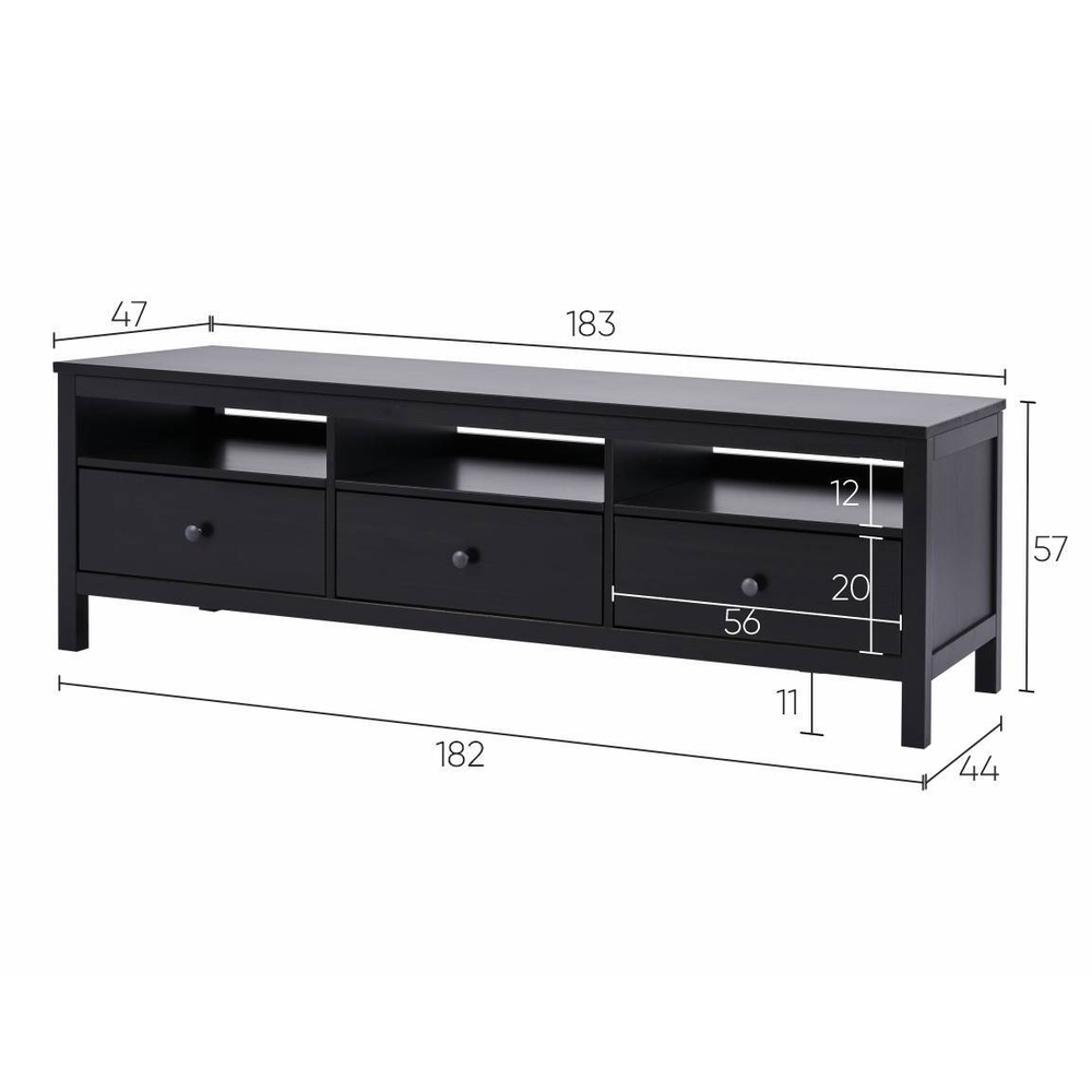 Тумба под ТВ Хемнэс Hemnes/ Кымор, 183х47х57 см, черный