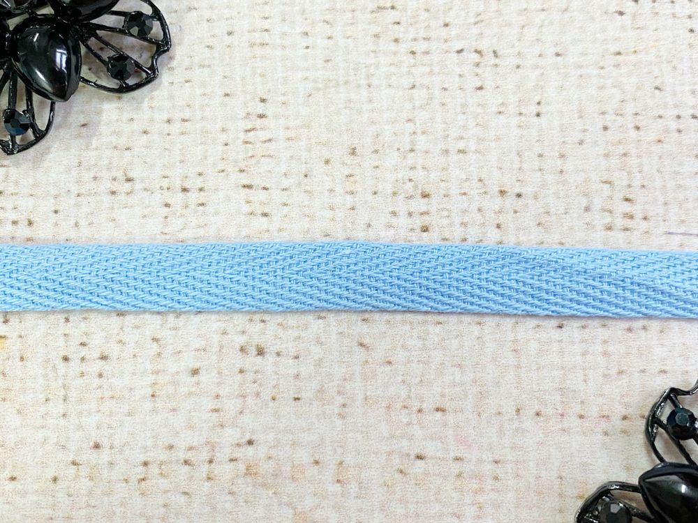 Лента киперная, хлопок, ш. 1 см, светлый голубой