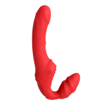 Красный безремневой двусторонний страпон 35см с вибрацией ToyFa Black&Red 901408-9