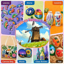 NICETY 360 Couleurs Feutres Acryliques avec Pointe 1–5 мм – Маркер для акриловой краски для Pierre, Bois, Verre, Céramique & Tissu – Marqueur Acrylique pour Surfaces Multiples, непроницаемый и нетоксичный