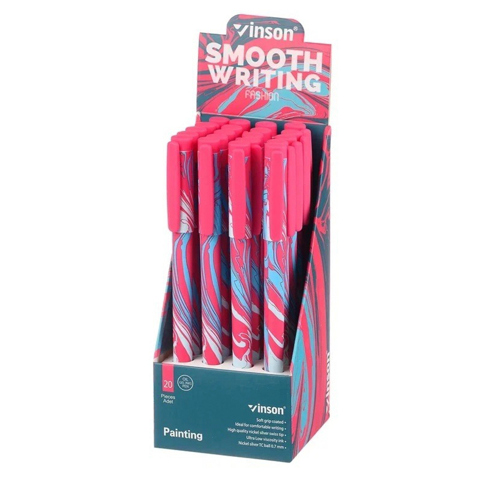 Ручка шариковая, масляная, Vinson, синие чернила, серия "Painting", 20 шт