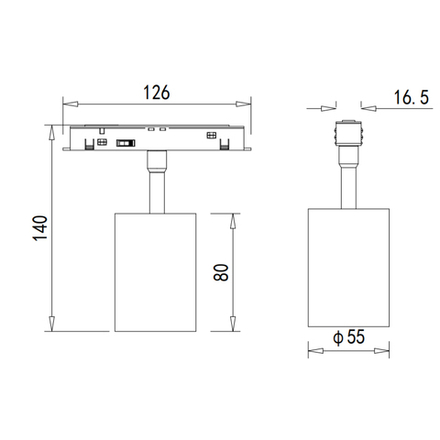 Светодиодный светильник Alpha для SPACE Track system 15Вт, D55xL80 мм, 1200Лм, 36°, 3000К, диммируемый, IP20, Ra>90, черный