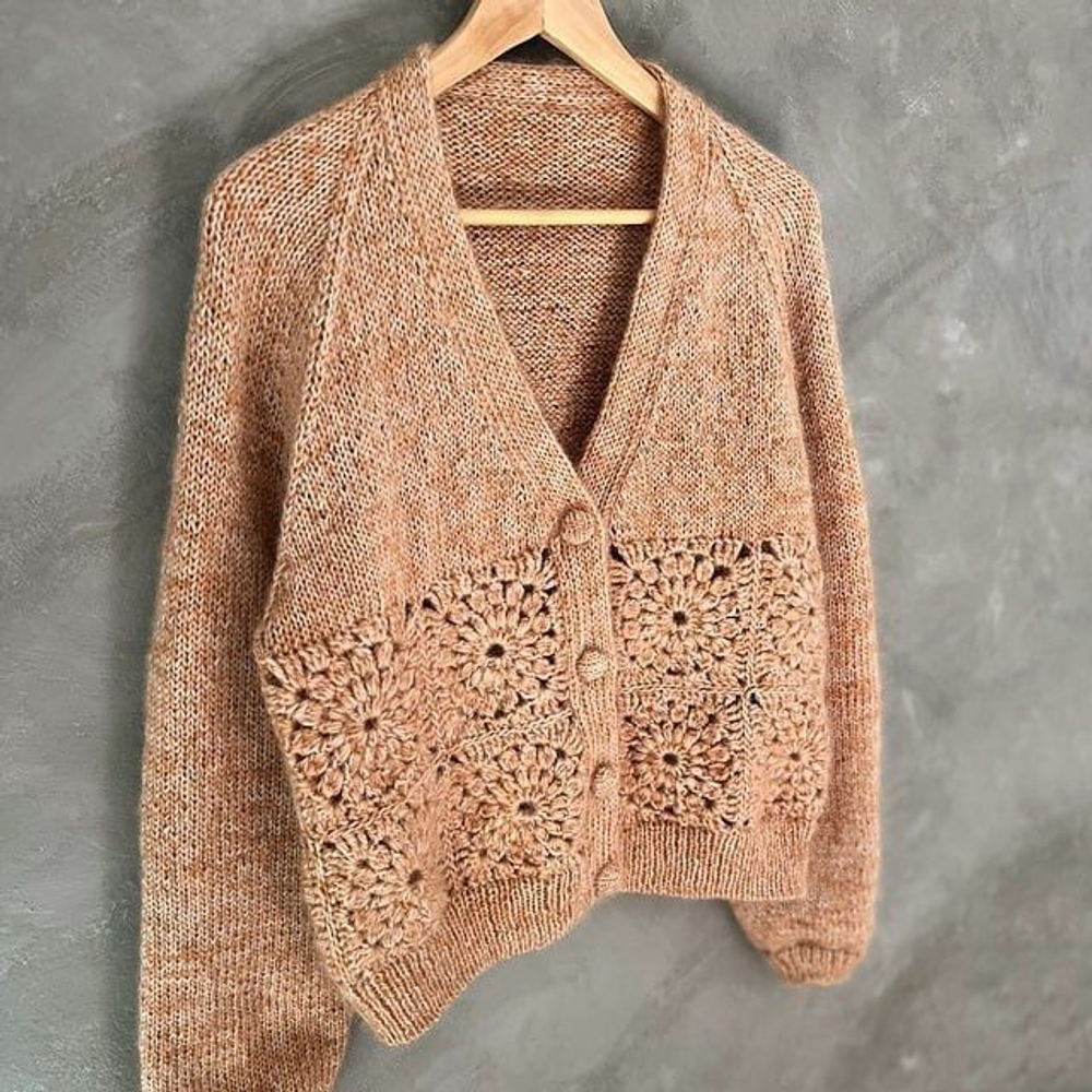 Описание по вязанию кардигана спицами и крючком "Heidy"