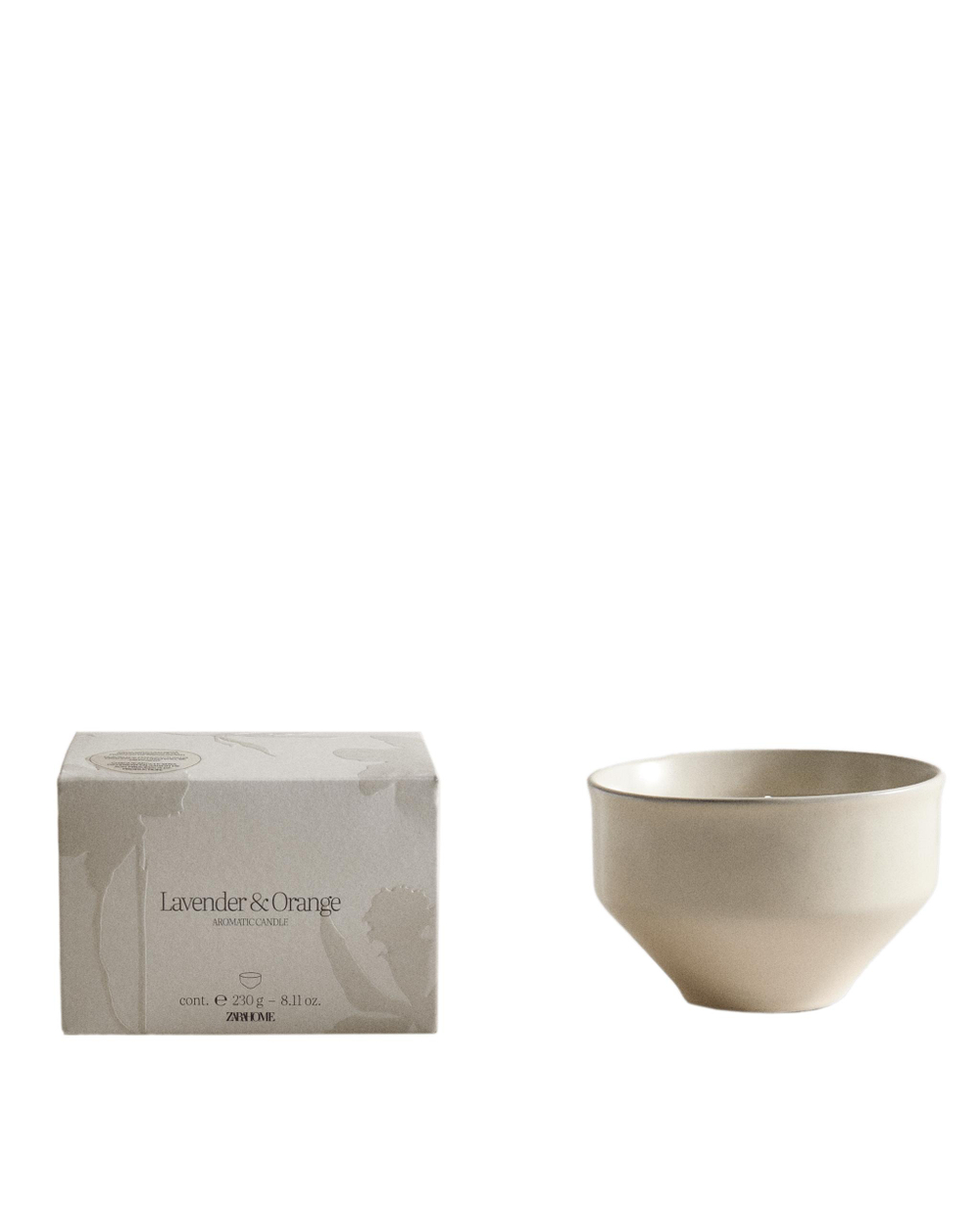 Zara Home Свеча ароматическая Lavender & Orange 230 г, растительный воск, аромат свежий цитрусовый, Горчичный