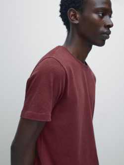 Massimo Dutti Легкая меланжевая футболка из хлопка, сливовый