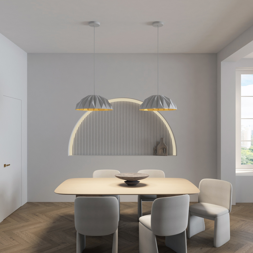 Светильник подвесной ORIGAMI, 20 Вт, 3000К, ?560x1500 мм, металл+акрил, белый + матовое золото