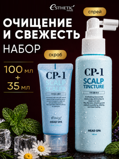 ESTHETIC HOUSE Набор Спрей для кожи головы CP-1 Scalp Tincture, 100мл и Скраб CP-1 Scalp Scaler, 35мл