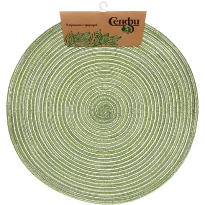 Салфетка на стол 38см плетеная «Круги» зеленый