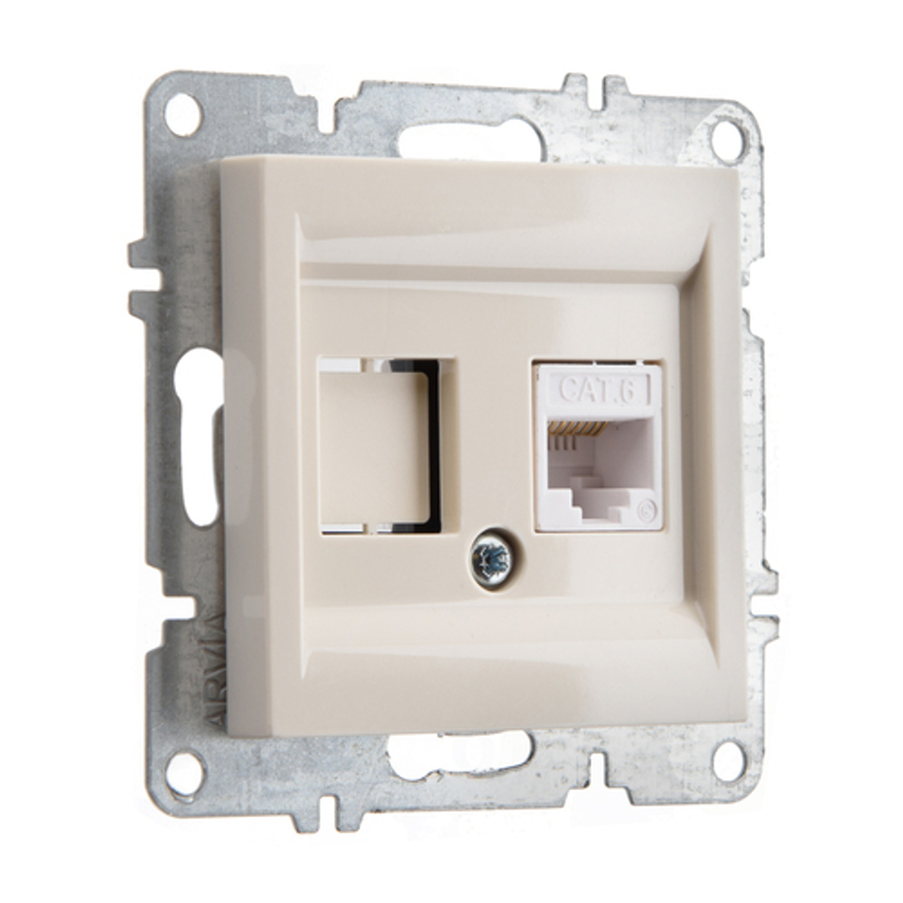 Розетка компьютерная ARVIA Electric, кат. 6, 1 гнездо, слоновая кость 50021000247