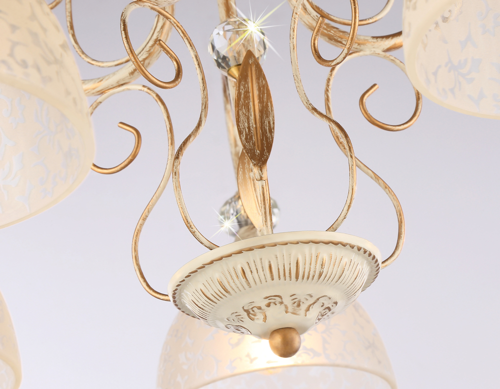 Потолочная люстра TR3057/5 BG/GD/FR бежевый/золото/белый матовый E27/5 max 40W D600*380