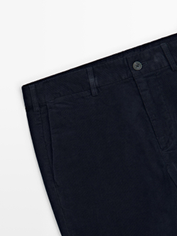 Massimo Dutti Зауженные вельветовые брюки, темно-синий