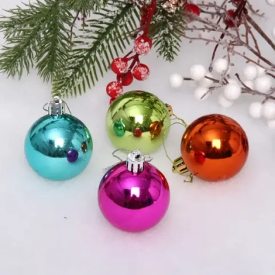 Новогодние шары 5 см (набор 4 шт) «Глянец», яркий микс