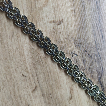 Браслет Венеция пятирядный стразы графит металл черненый золотистый