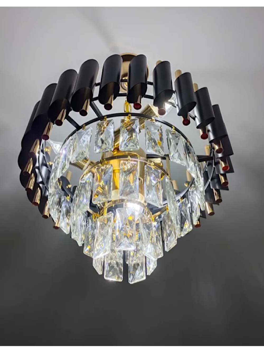 Люстра подвесная Lanbos, 5 ламп Е14, 200 Вт, до 12 кв м, черная+золото