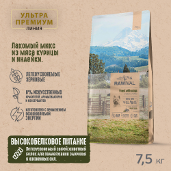 Сухой корм RAWIVAL для собак карликовых и мелких пород с курицей и индейкой - 7,5 кг