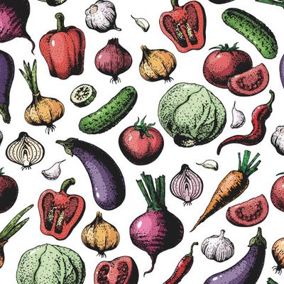 Овощи скетч цветные