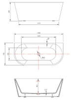 Ванна акриловая Vincea VBT-421-1500, 1500*750*580, цвет белый, щелевой перелив