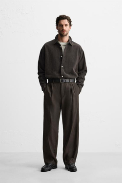 ZARА ДЖИНСОВАЯ РУБАШКА, ЧЕРНЫЙ-КОРИЧНЕВЫЙ