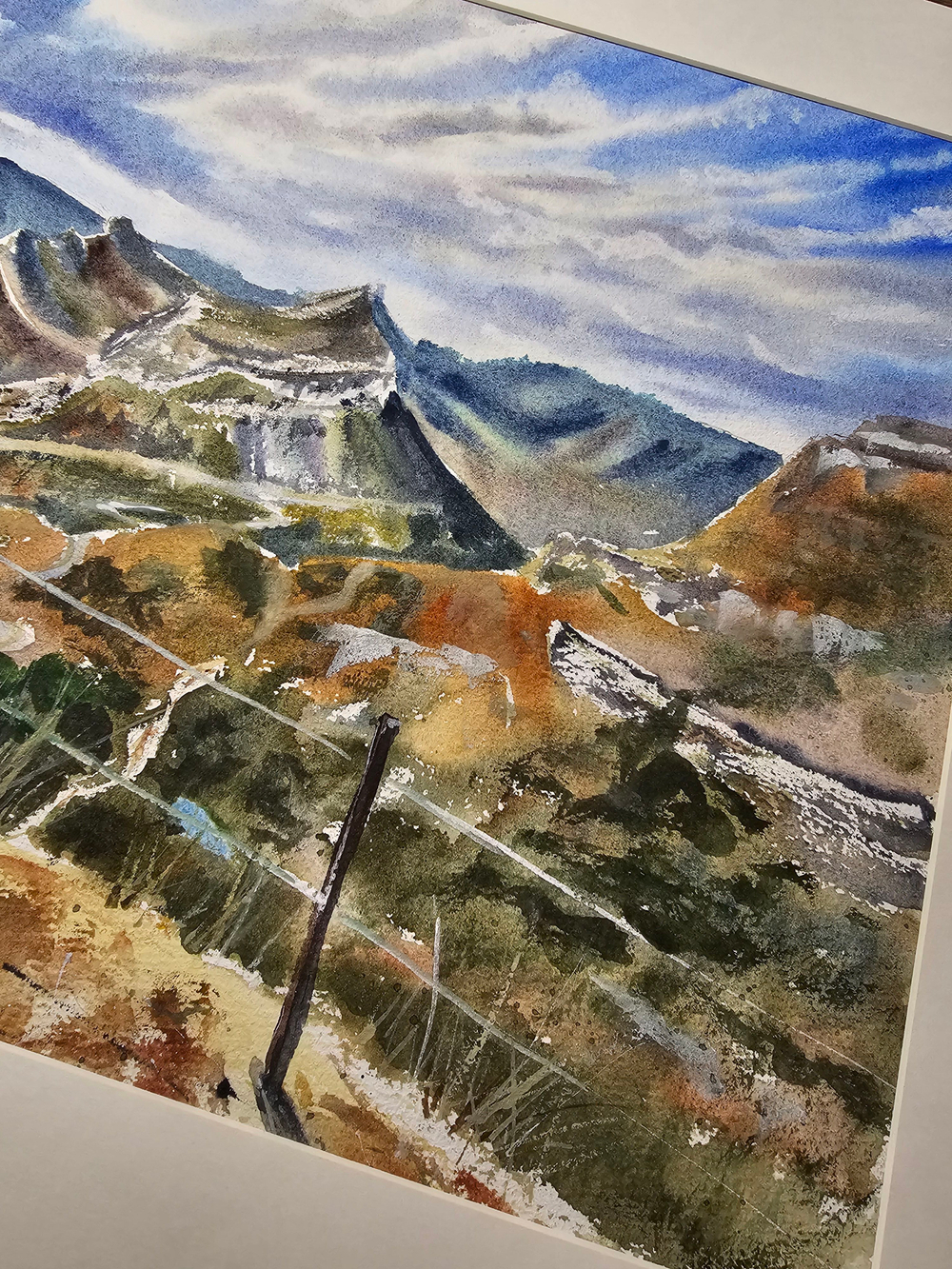 Картина авторская акварельная в паспарту 40х50 см на стену для интерьера "Аул Гуниб. Дагестан"