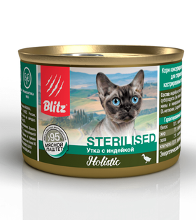 Blitz Holistic Sterilized Утка с индейкой (паштет) 200гр.