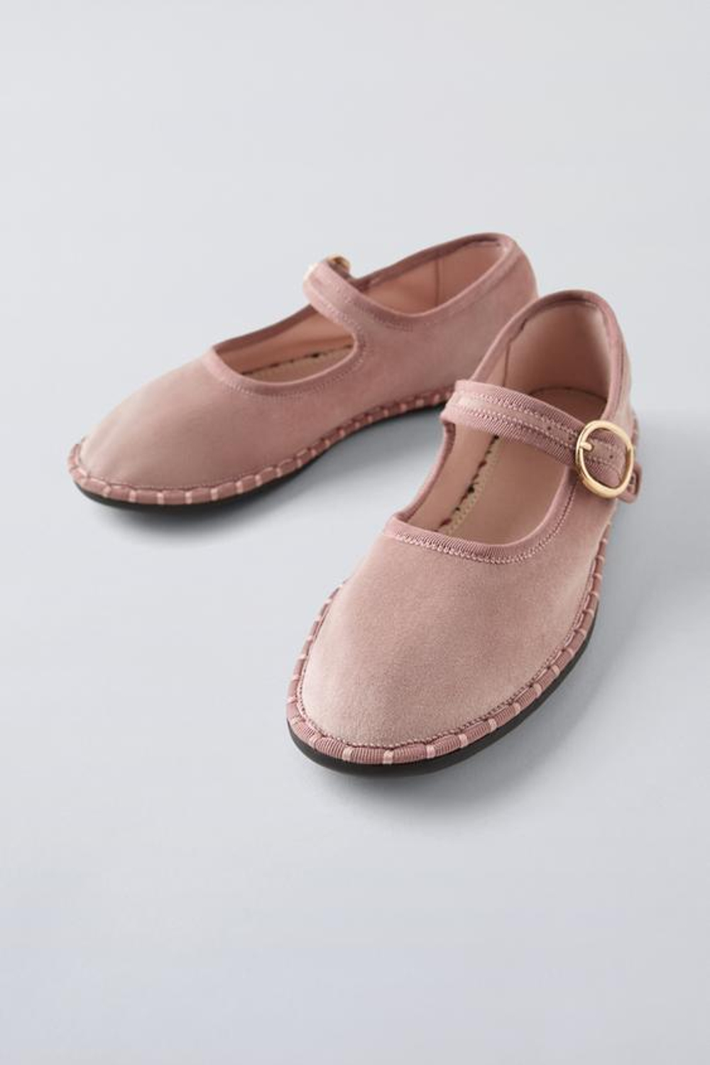 ZARA БАЛЕТКИ ИЗ БАРХАТА, РОЗОВЫЙ