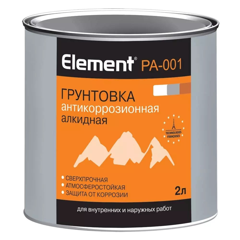 Грунтовка Alpa Element PA-001 антикоррозионная алкидная сверхпрочная белая 2л