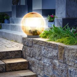 Садово-парковый светильник ЭРА НТУ 02-60-203 шар золотистый призма на опору / кронштейн IP44 Е27 max60Вт d200mm