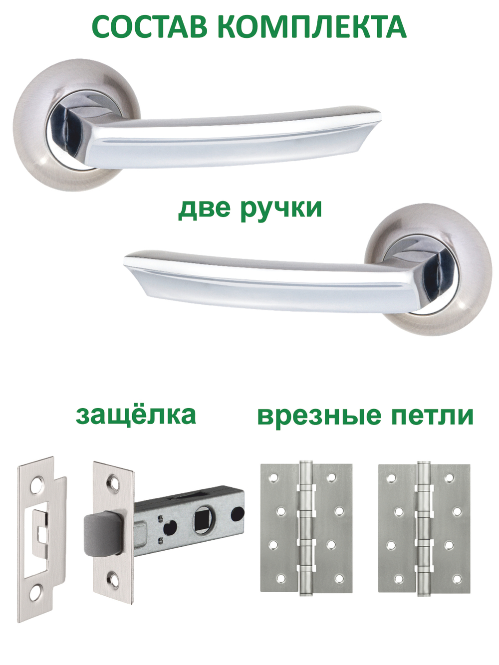 Дверная ручка межкомнатная с защелкой и петлями