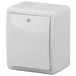 Выключатель ЭРА Эксперт 11-1402-01 с подсветкой IP54 10АХ-250В ОУ белый | Эра Эксперт