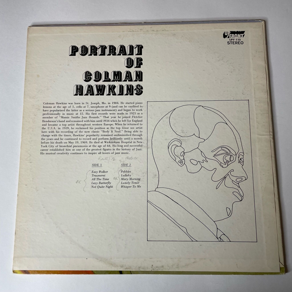 Винтажная виниловая пластинка LP Colman Hawkins Portrait Of (USA 1972)