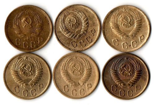 Набор монет 2 копейки 1936,37,49,54,55,56 (6 шт) (F-XF) (4)