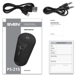 Портативная колонка SVEN PS-215, черный (12 Вт, Waterproof (IPx6), TWS, Bluetooth, FM, USB, microSD, 2400мА*ч)