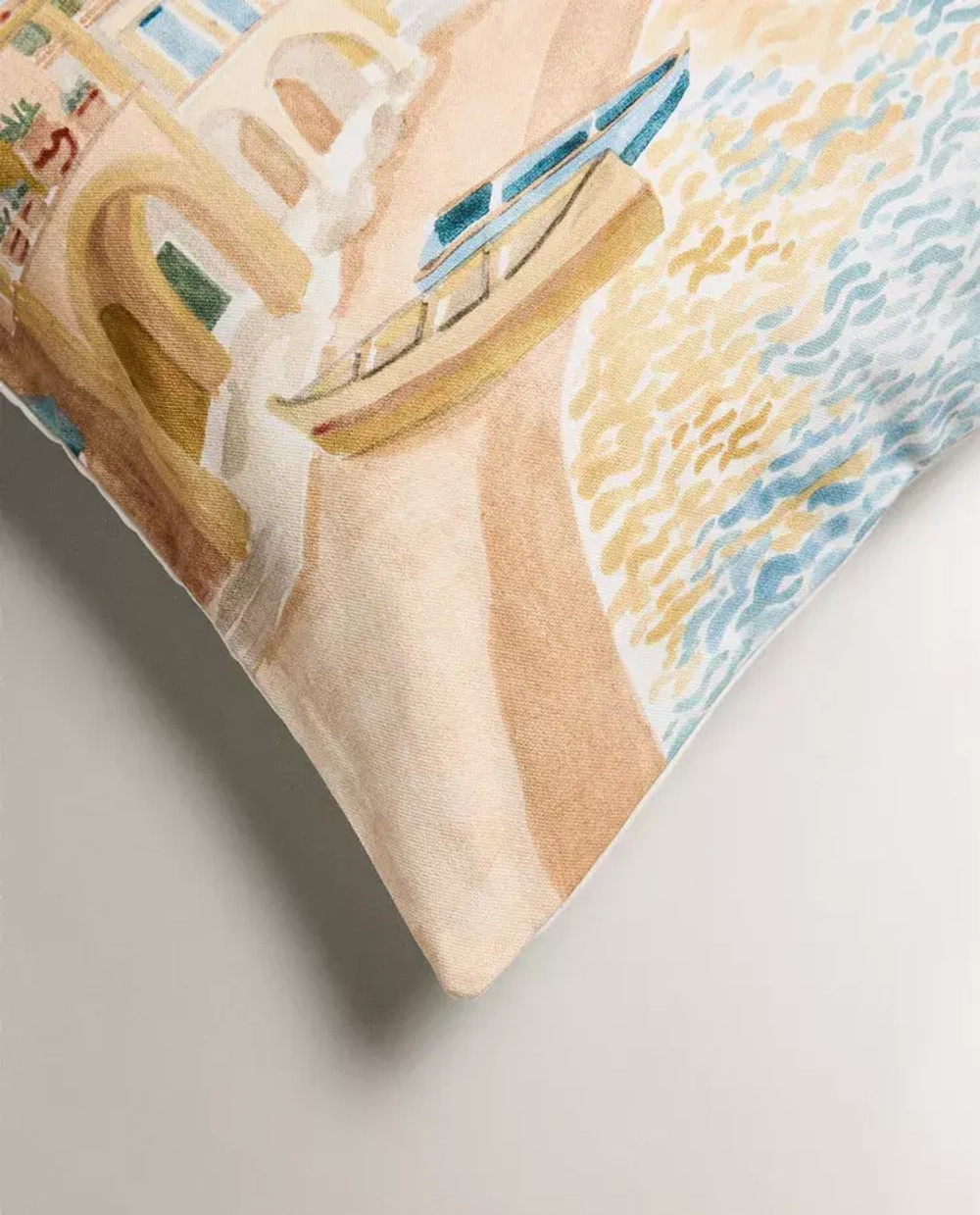 ZARA HOME НАВОЛОЧКА ДЛЯ ДЕКОРАТИВНОЙ ПОДУШКИ С ПРИНТОМ «ПЕЙЗАЖ», СИНИЙ