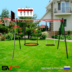 Уличные качели Sv Sport УК172КВ2 (3.0м/Щит баскет/Гнездо 80см/Деревянные/Подвесы на втулке 2к)