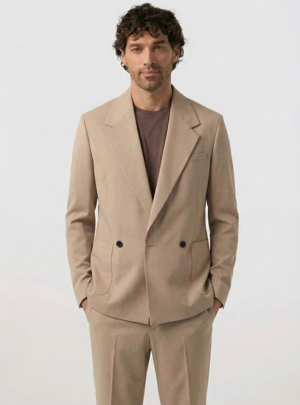 Мужской костюм оверсайз (бежевый) А62