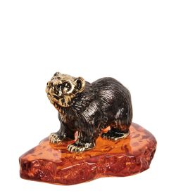 Народные промыслы AM-1667 Фигурка «Медведица» (латунь, янтарь)