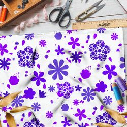 Ткань ниагара сиреневые цветы на белом фоне