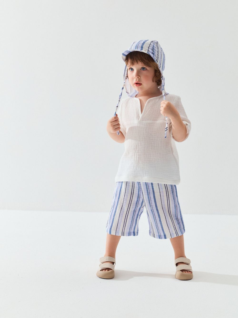 Рубашка муслиновая "Сахар" с коротким рукавом без пуговиц 0+