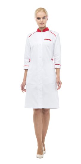 Халат женский "Редлайн" LL1112 (белый/красный)