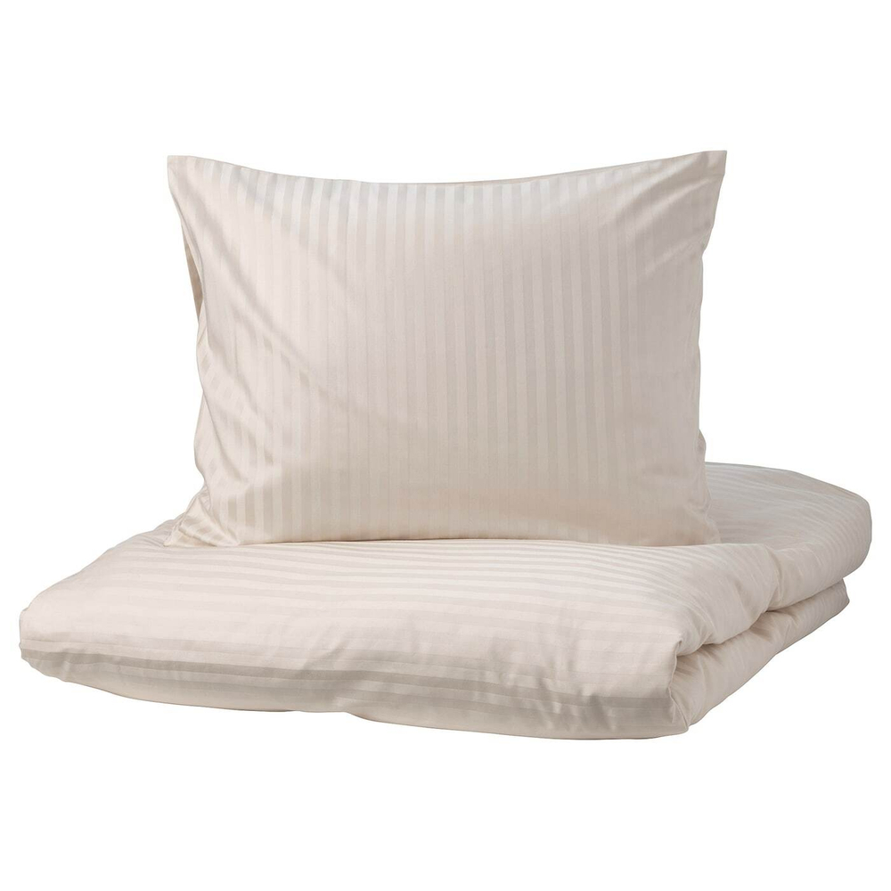 IKEA NATTJASMIN  (ИКЕА НАТТЙАСМИН)  -  Пододеяльник и 2 наволочки, светло-бежевый, 200x200/50x60 см