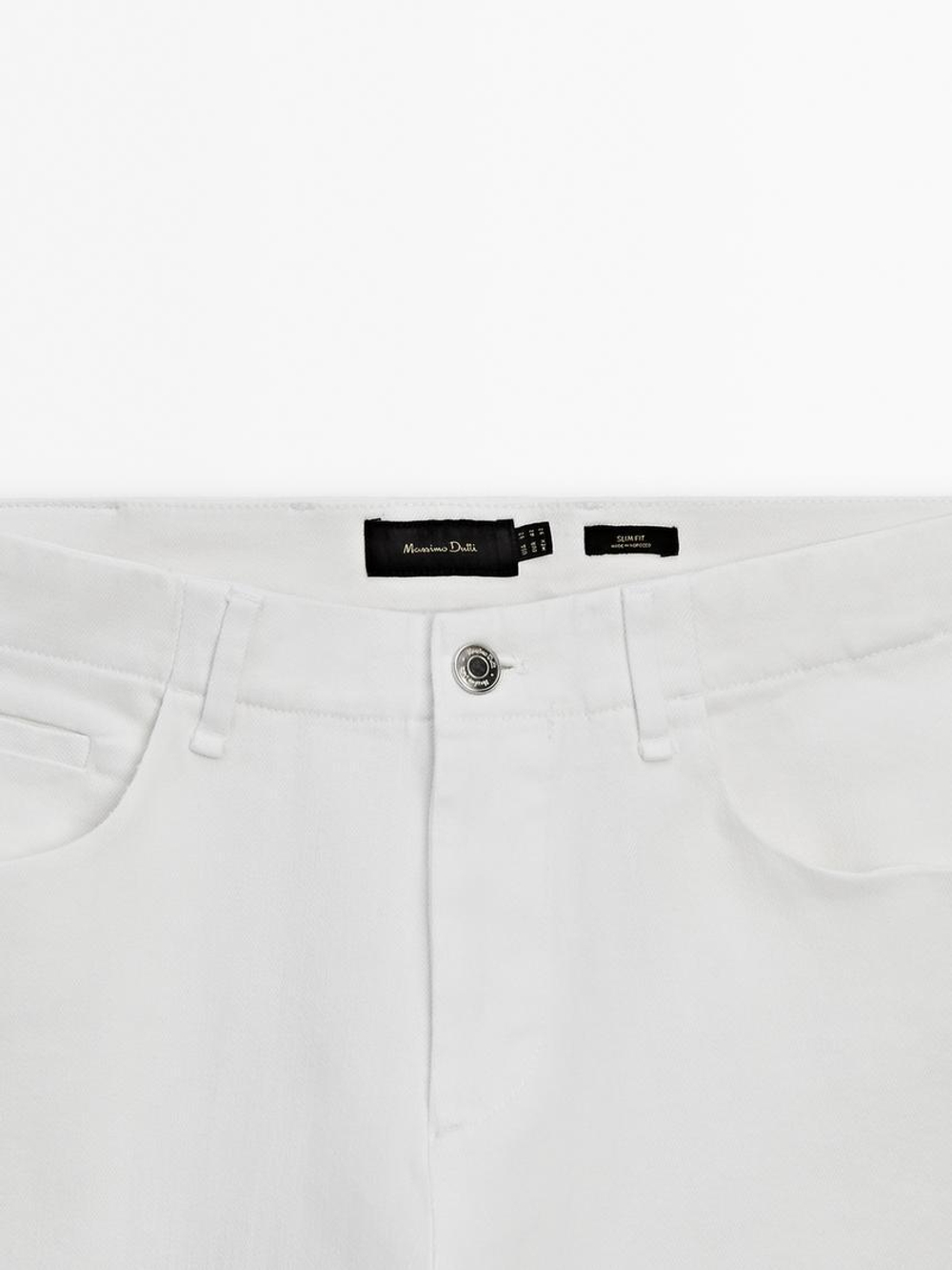 Massimo Dutti Зауженные джинсы из расшлихтованной ткани, белый