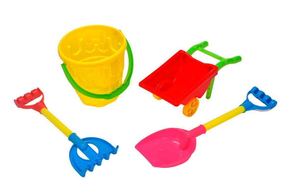 Набор для игры в песок с тачкой 6предм., сетка 810