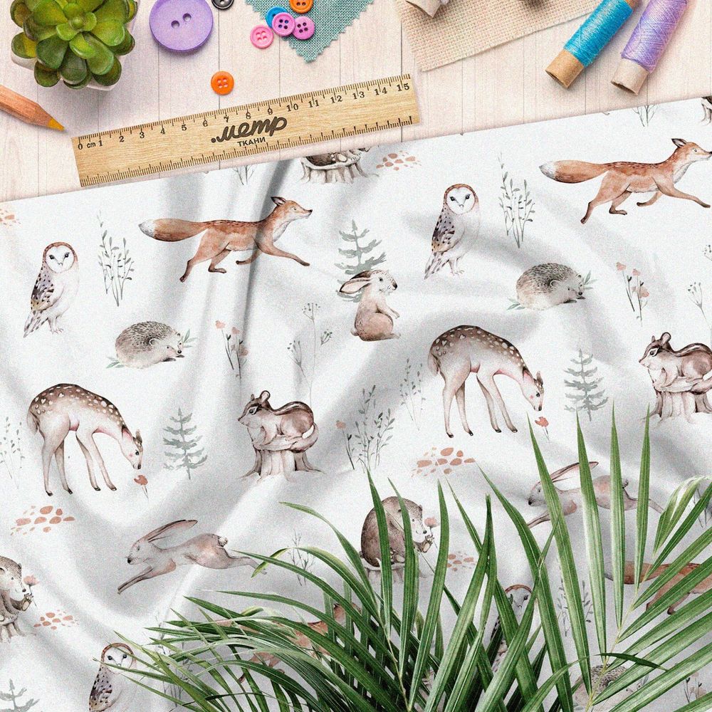 Ткань оксфорд 210 лесные зверьки