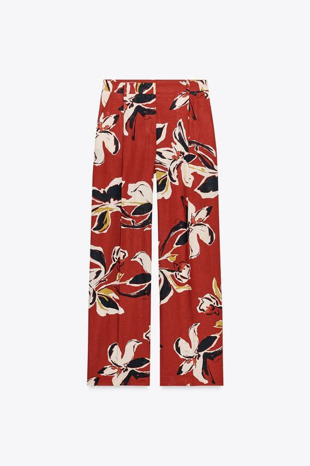 ZARA БРЮКИ С ЦВЕТОЧНЫМ ПРИНТОМ ИЗ ЛЬНЯНОЙ ТКАНИ, РАЗНОЦВЕТНЫЙ
