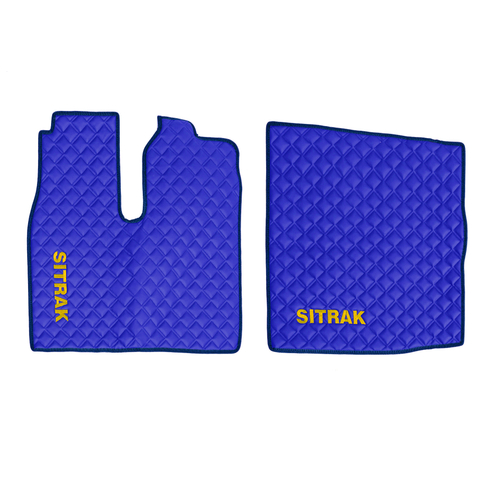 Ковры Sitrak C7H (экокожа, синий, синий кант, желтая вышивка)