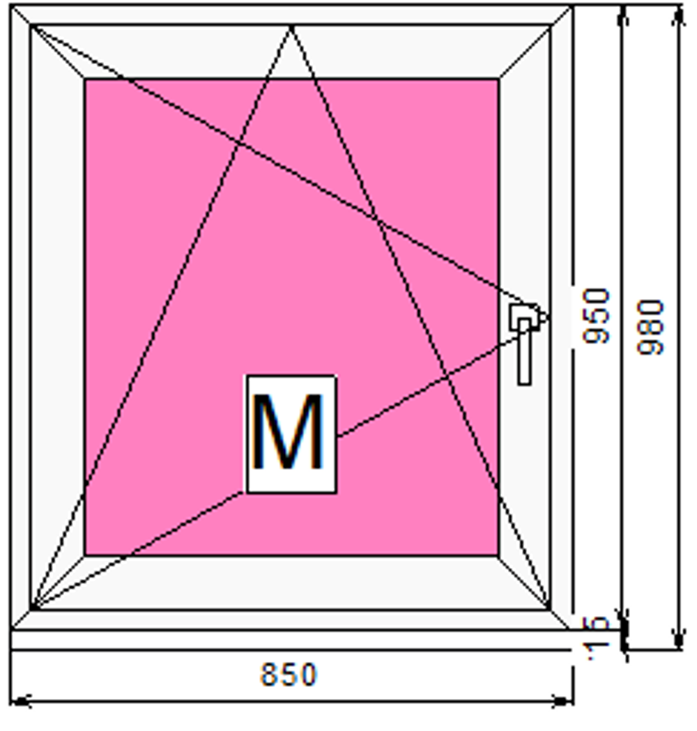 Пластиковое окно 950 х 850 ТермА Эко + Москитная сетка
