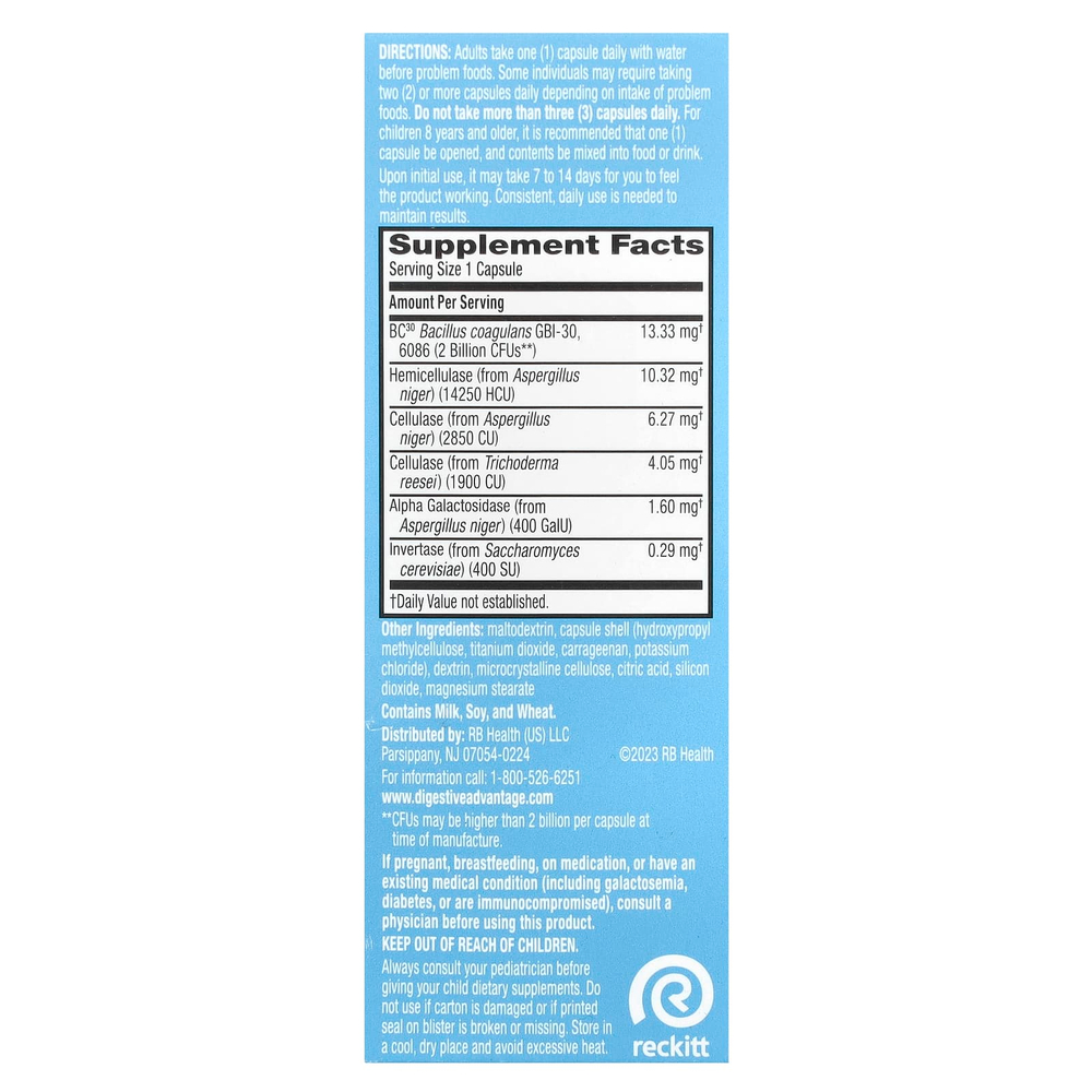 Schiff, Digestive Advantage, быстродействующие ферменты + пробиотик для ежедневного применения, 32 капсулы