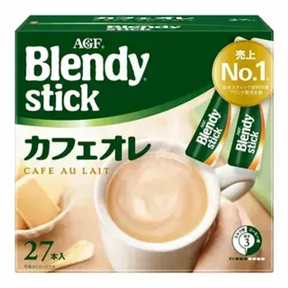 Кофе в пакетиках AGF Blendy Stick Latte, c молоком и сахаром, 27шт, Бленди Стик Латте, Япония