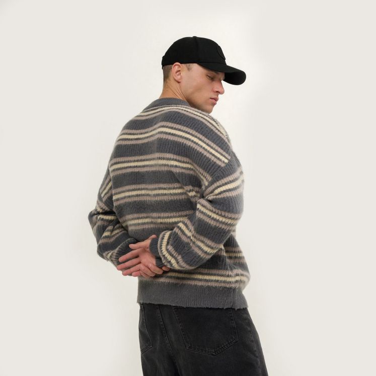 Свитер КУЛЬТУРА Furry stripes, серый