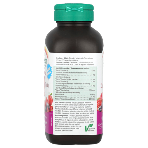 Jamieson Vitamins, Жевательный комплекс с витаминами B, Berry Bliss, 90 жевательных таблеток